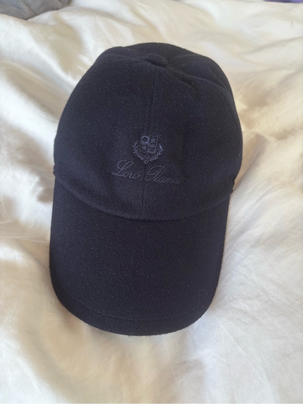 Loro Piana Navy Cashmere Baseball Cap Size Small